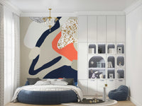 A beautiful modern art wall mural of abstract forms.