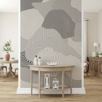 An artistic minimalist form mural for home decor.