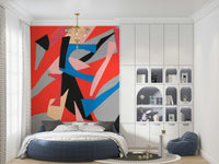 A beautiful abstract art wallpaper mural with geometric shapes.