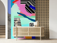 A beautiful abstract geometric wallpaper mural for a modern home.
