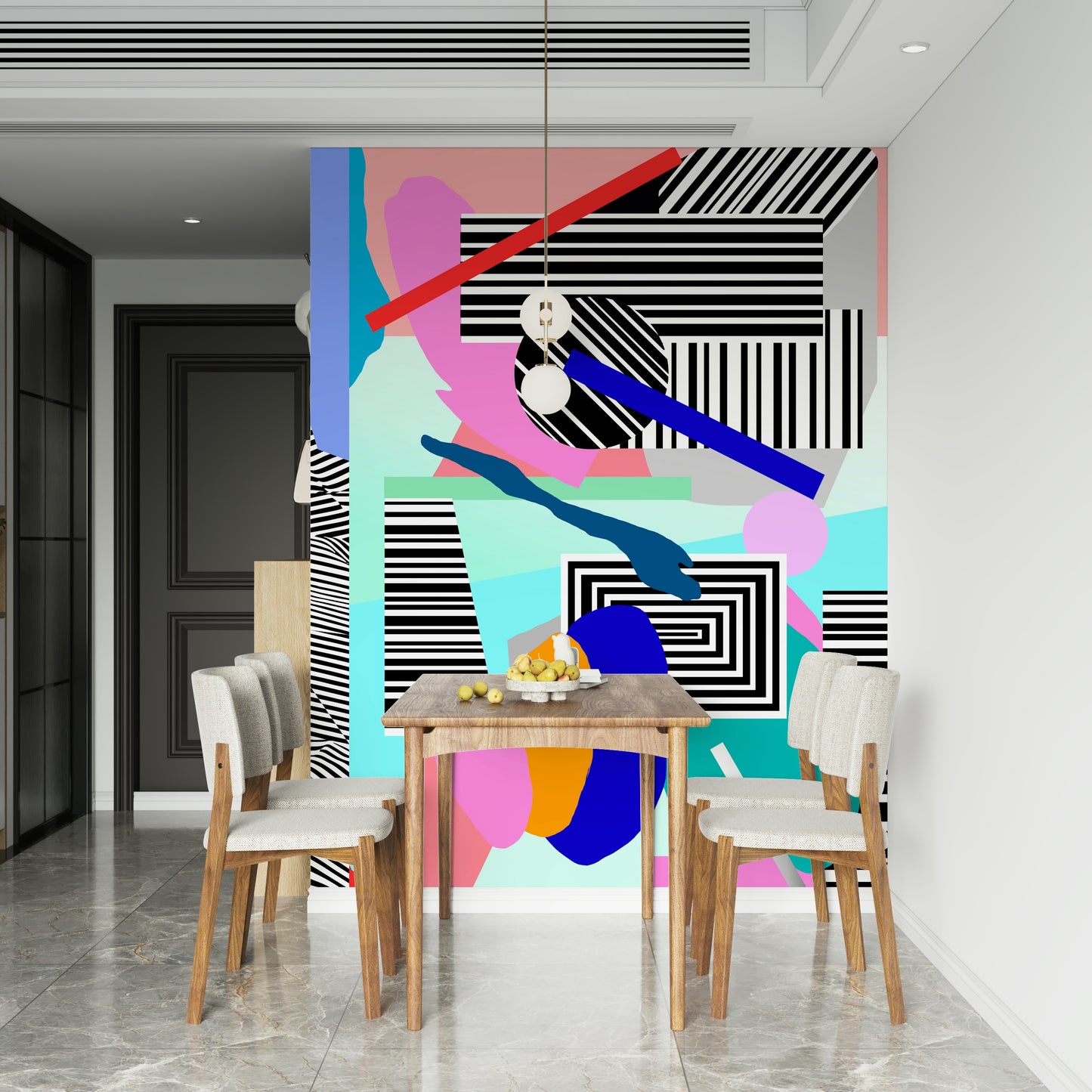 A serene colorful pop art wall mural for your decor.