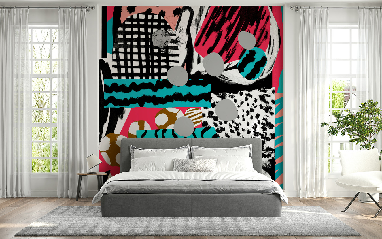 A beautiful abstract art wallpaper mural with subtle, evolving shapes.