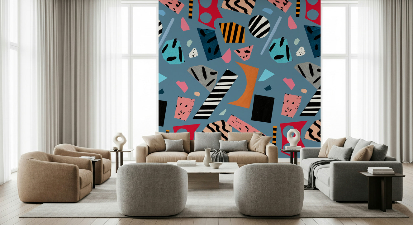 A beautiful abstract art wallpaper mural designed for an office or work space.