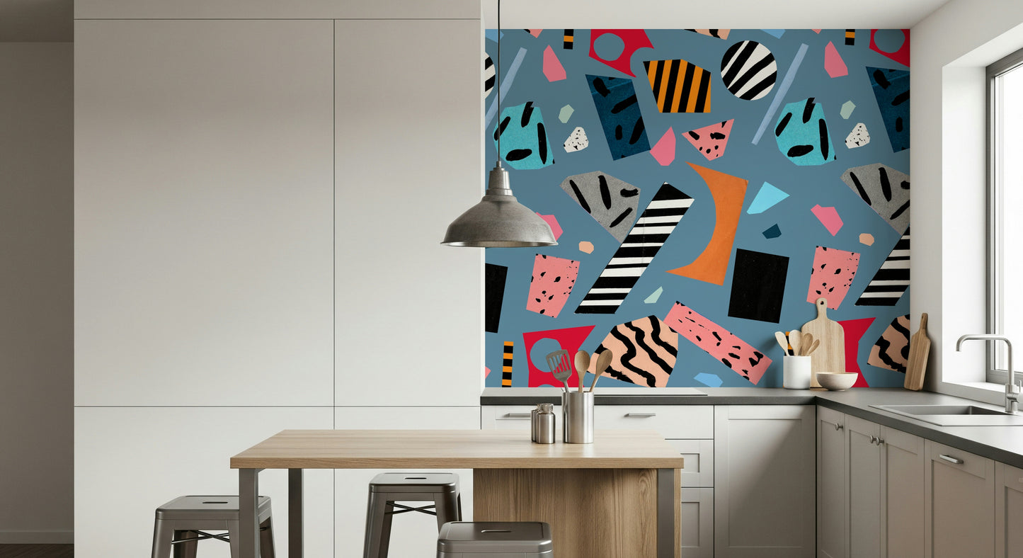 A graceful subtle pattern wall mural in cool, tranquil tones.