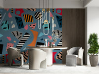 An artistic soft focus mural on minimalist wallpaper.