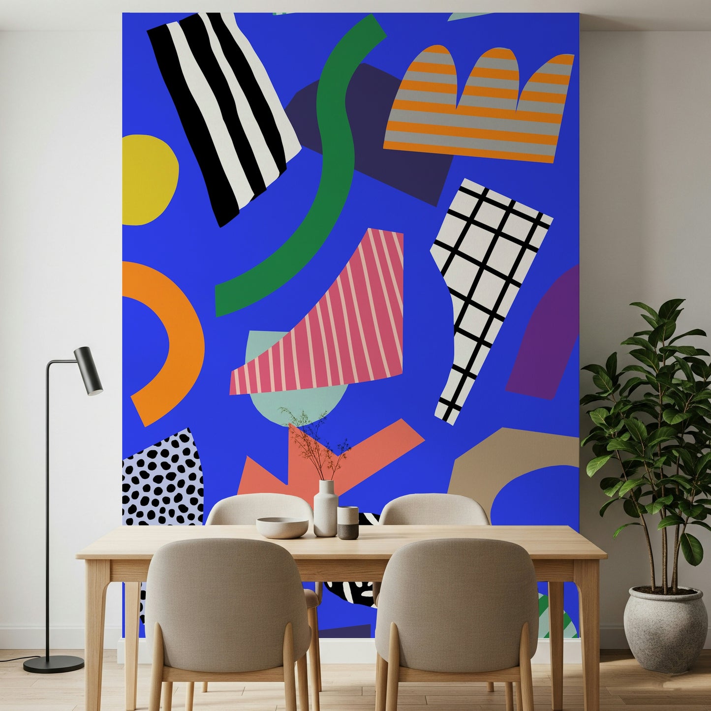 A graceful subtle pattern wall mural in cool, neutral tones.