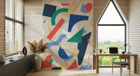 An artistic minimalist form mural for home decor.