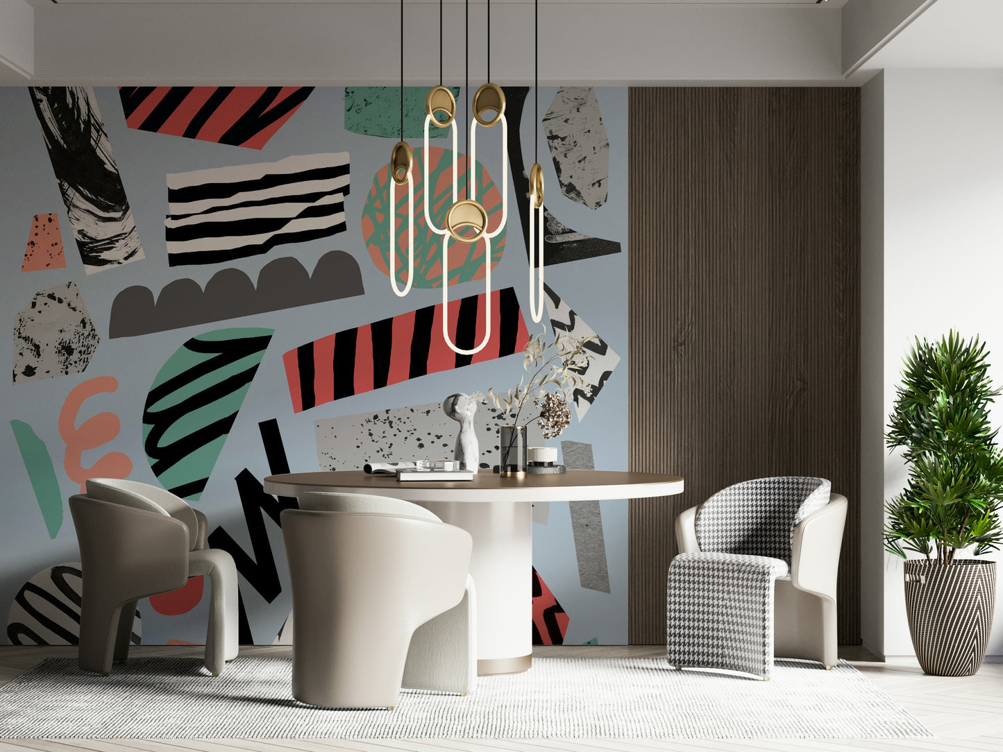 A serene mountain and forest wall mural for adventurous decor.