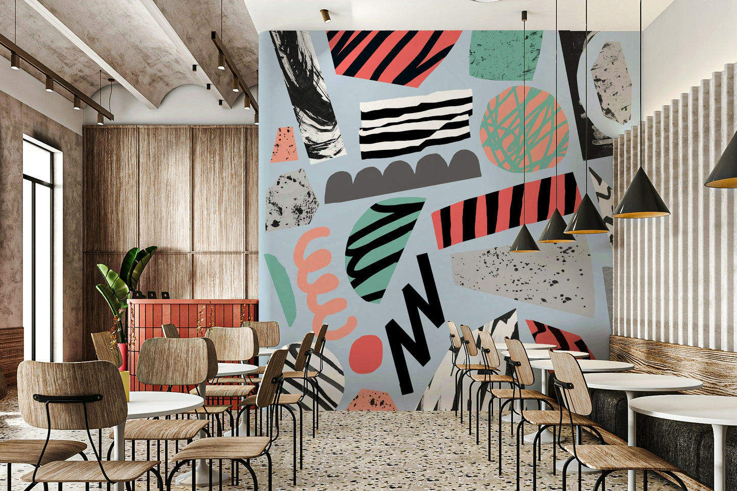 A calming serene view wallpaper mural that defines a space.