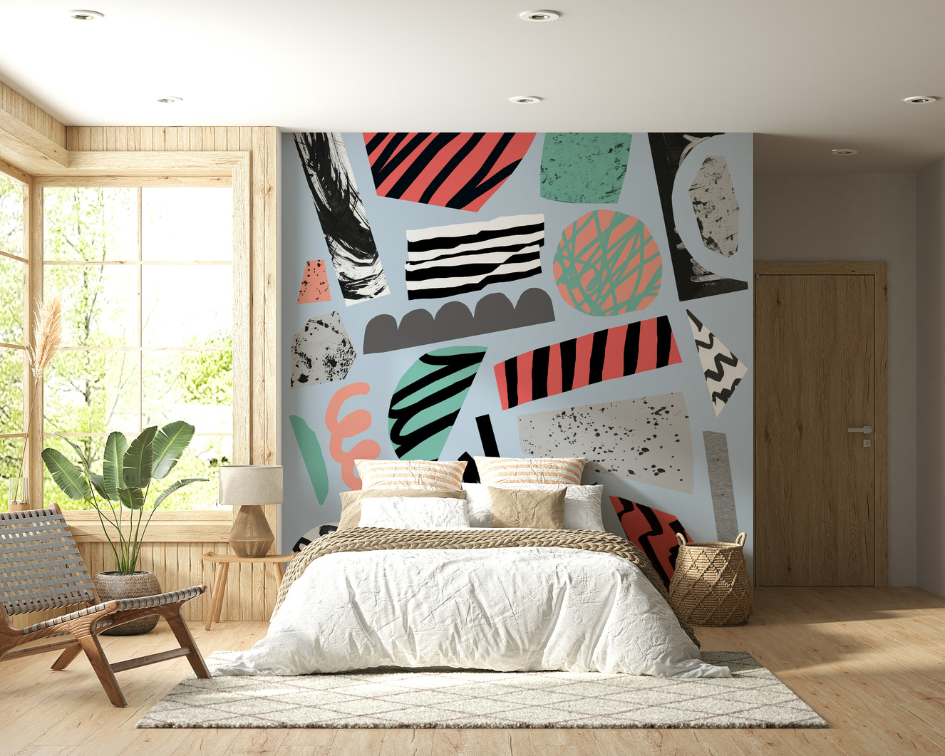 A beautiful camping trip wallpaper mural of a peaceful outdoor scene.