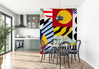A serene abstract pattern wall mural for mid-century decor.