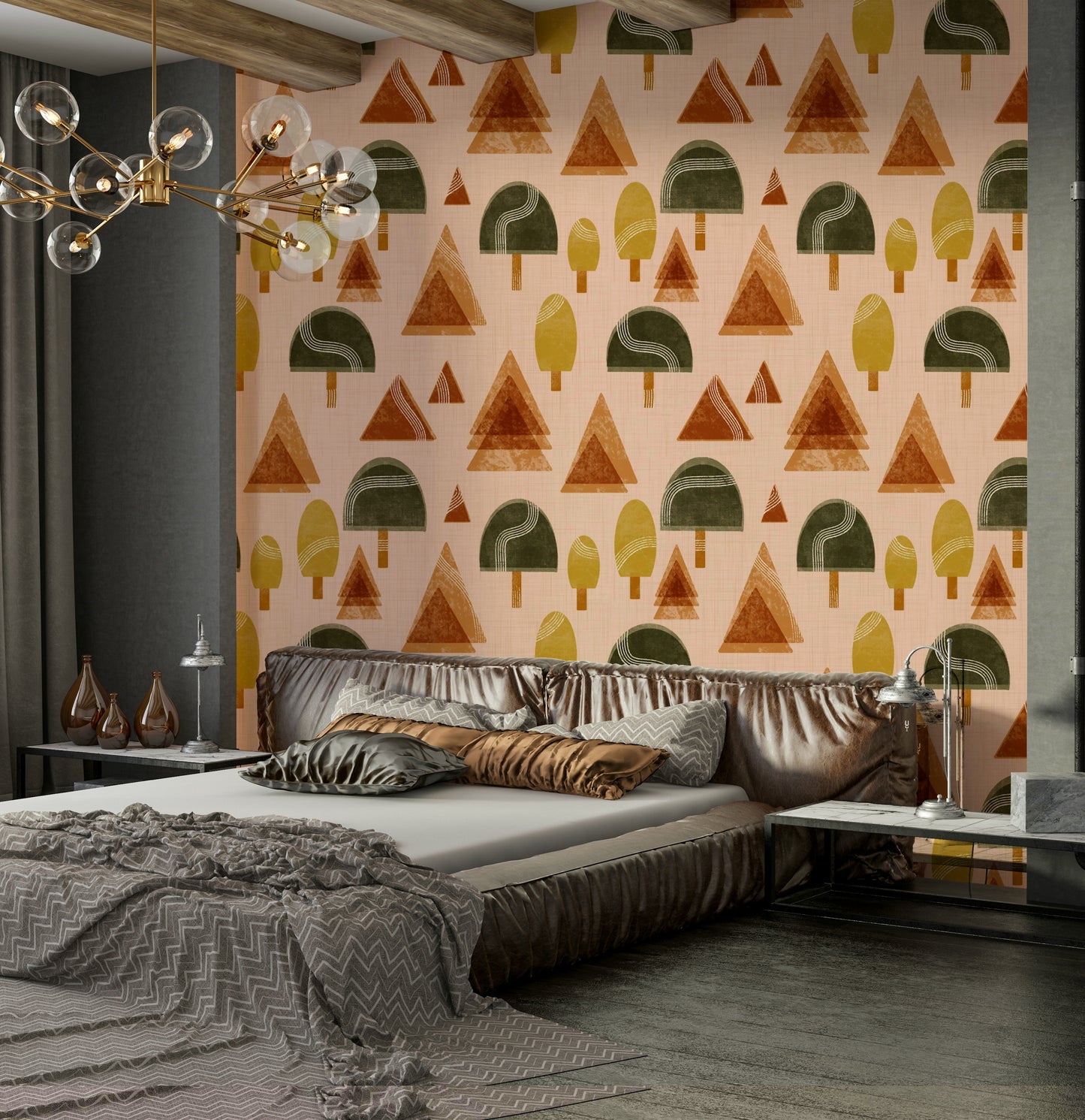 A classic mid-century wallpaper for walls.