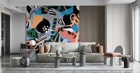 A calming modern pattern wallpaper mural that defines a space.