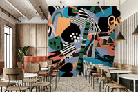 An artistic minimalist design mural for home decor.