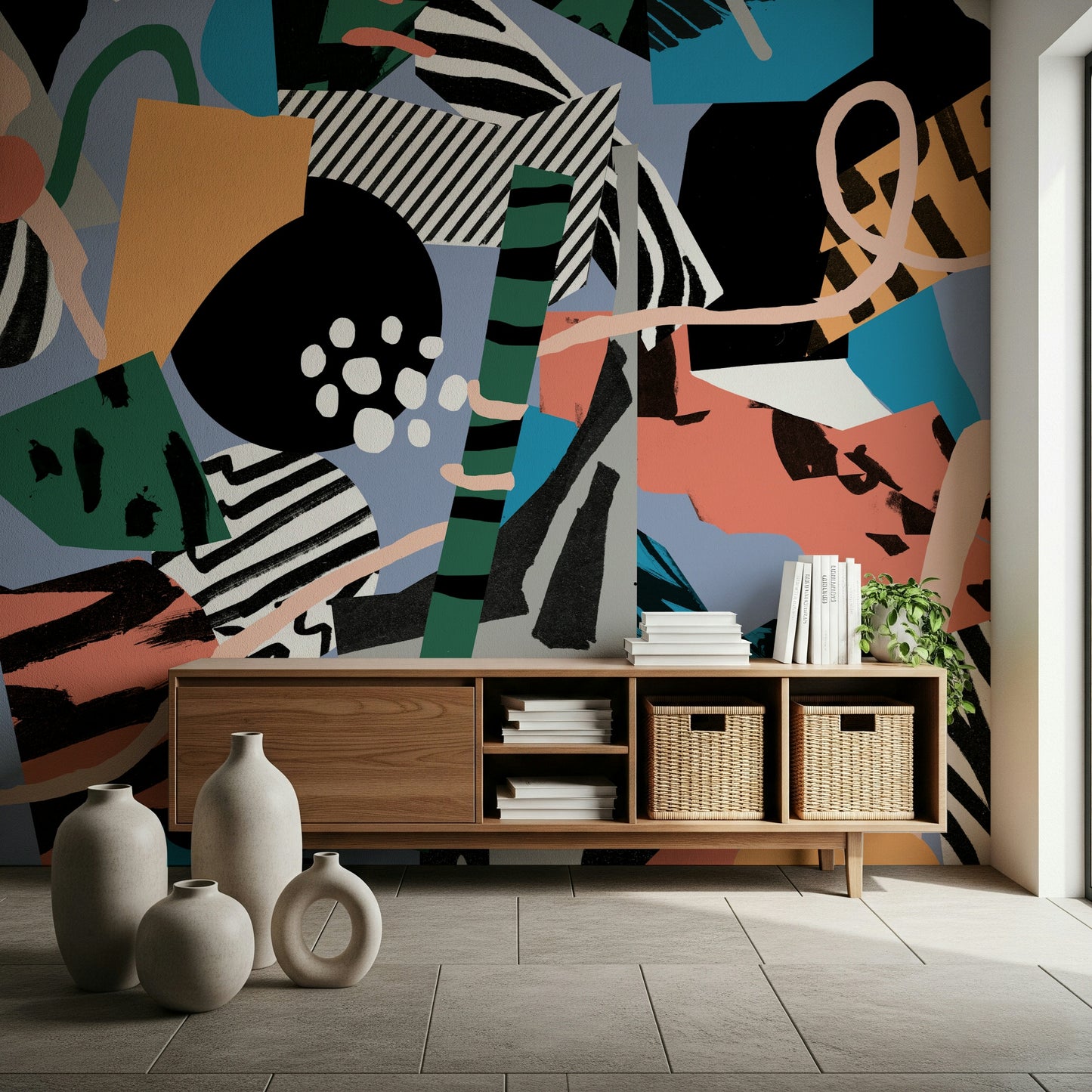 A serene modern pattern wall mural for your decor.