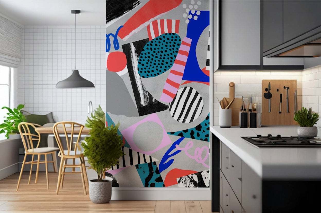 An artistic soft focus mural on minimalist wallpaper.