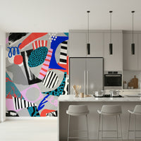 An artistic minimalist form mural for home decor.