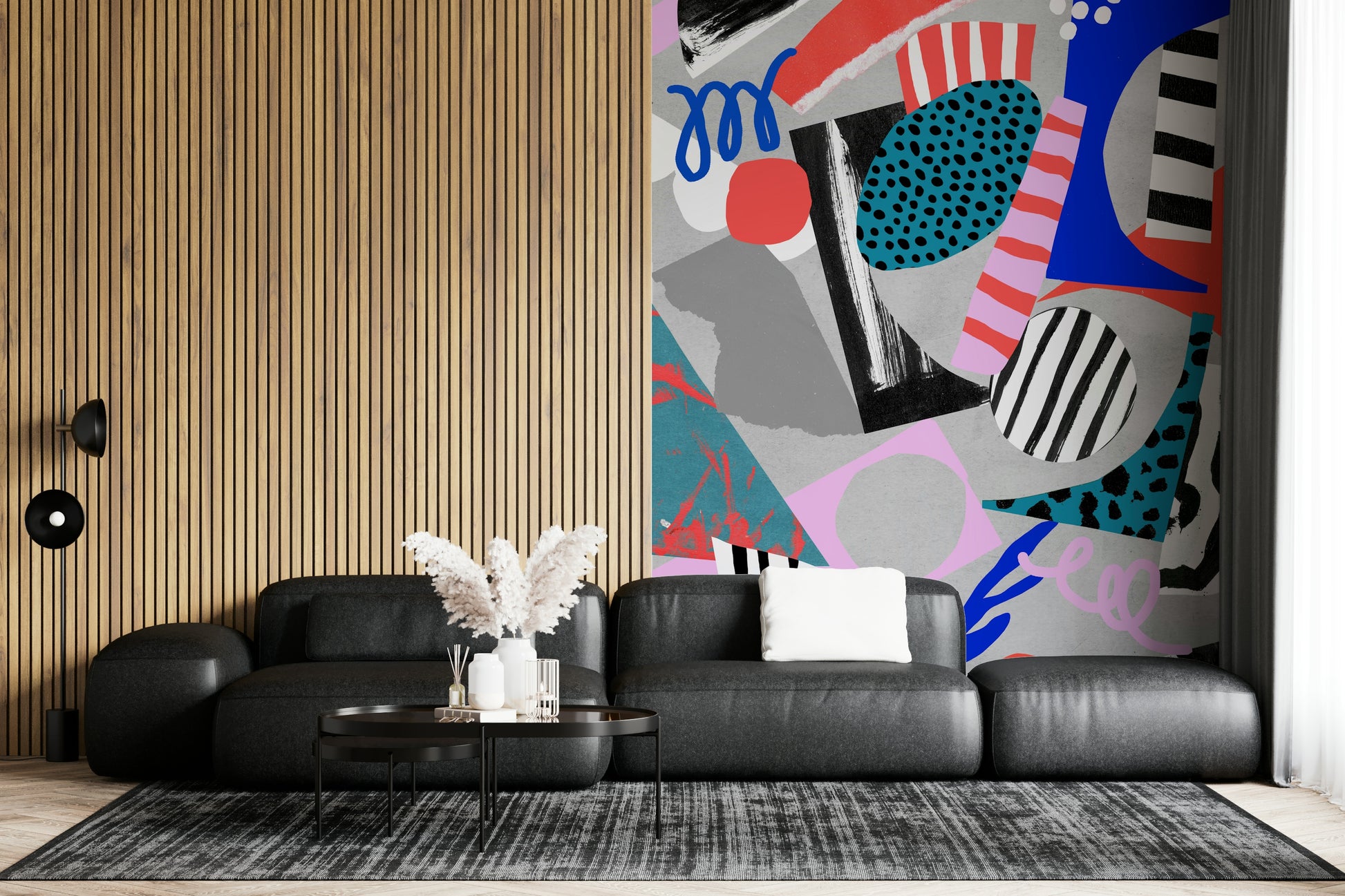 A beautiful abstract art wallpaper mural with circular or cyclical motion.