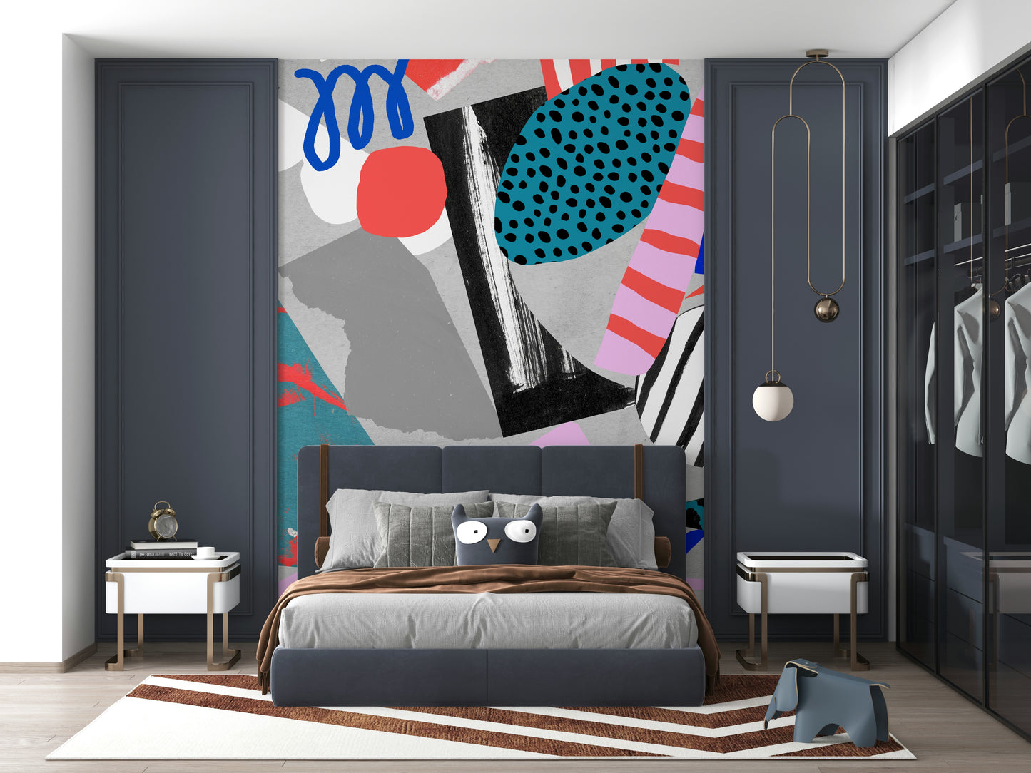 A graceful subtle pattern wall mural in cool, tranquil tones.