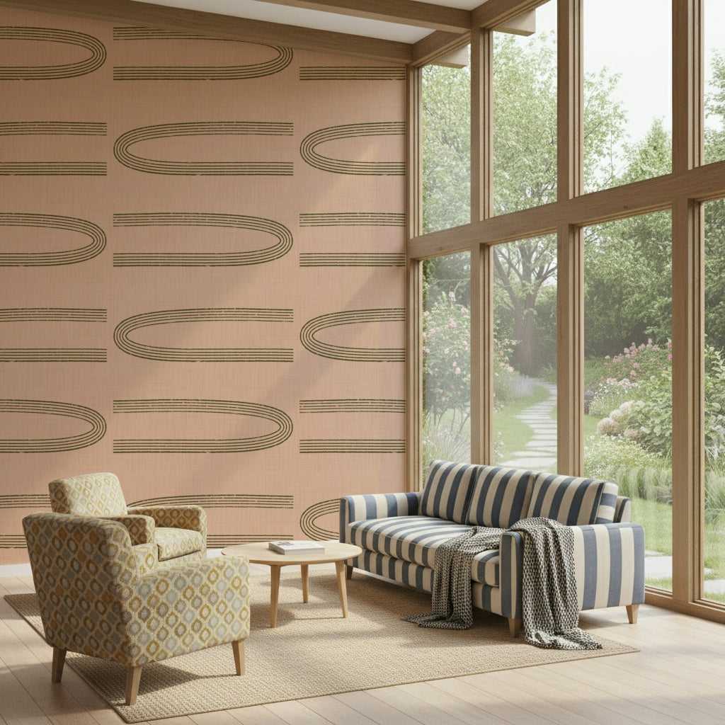 A serene abstract curve pattern wall mural for contemporary decor.