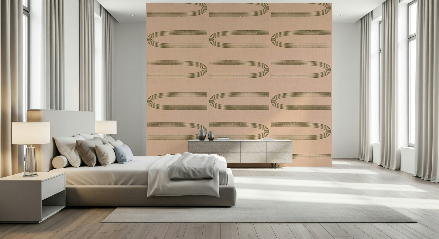 A calming abstract design wallpaper mural that defines a space.