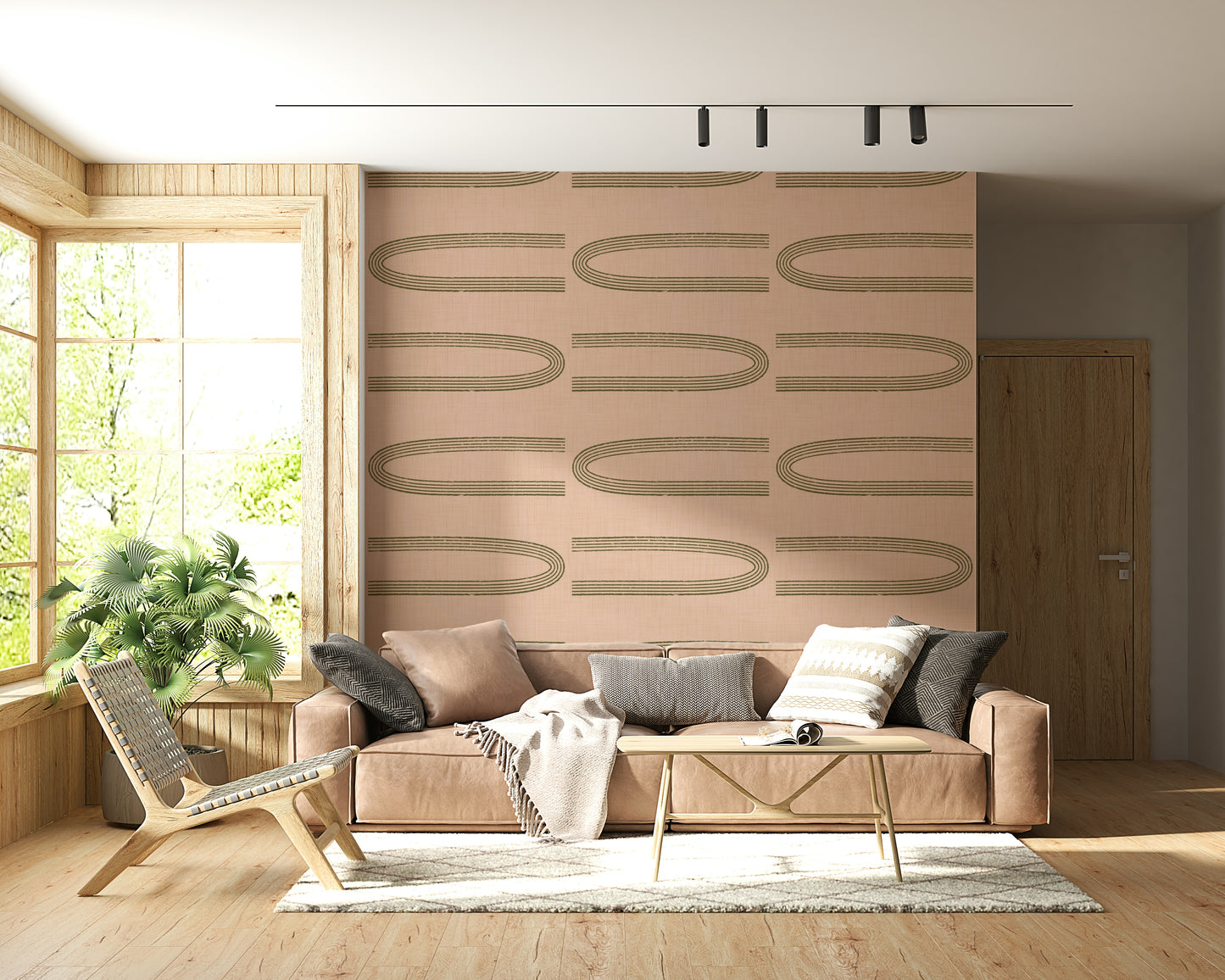 An artistic minimalist form mural for home decor.