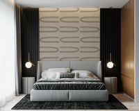 A contemplative geometric design wallpaper mural for a feature wall.