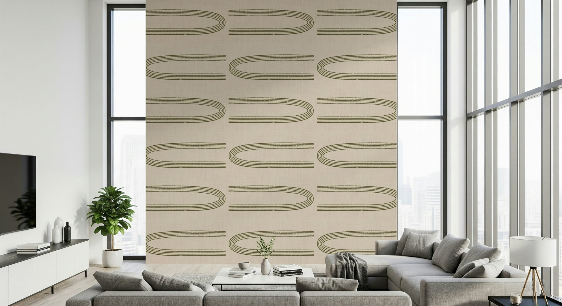 A serene abstract curve wall mural for your decor.