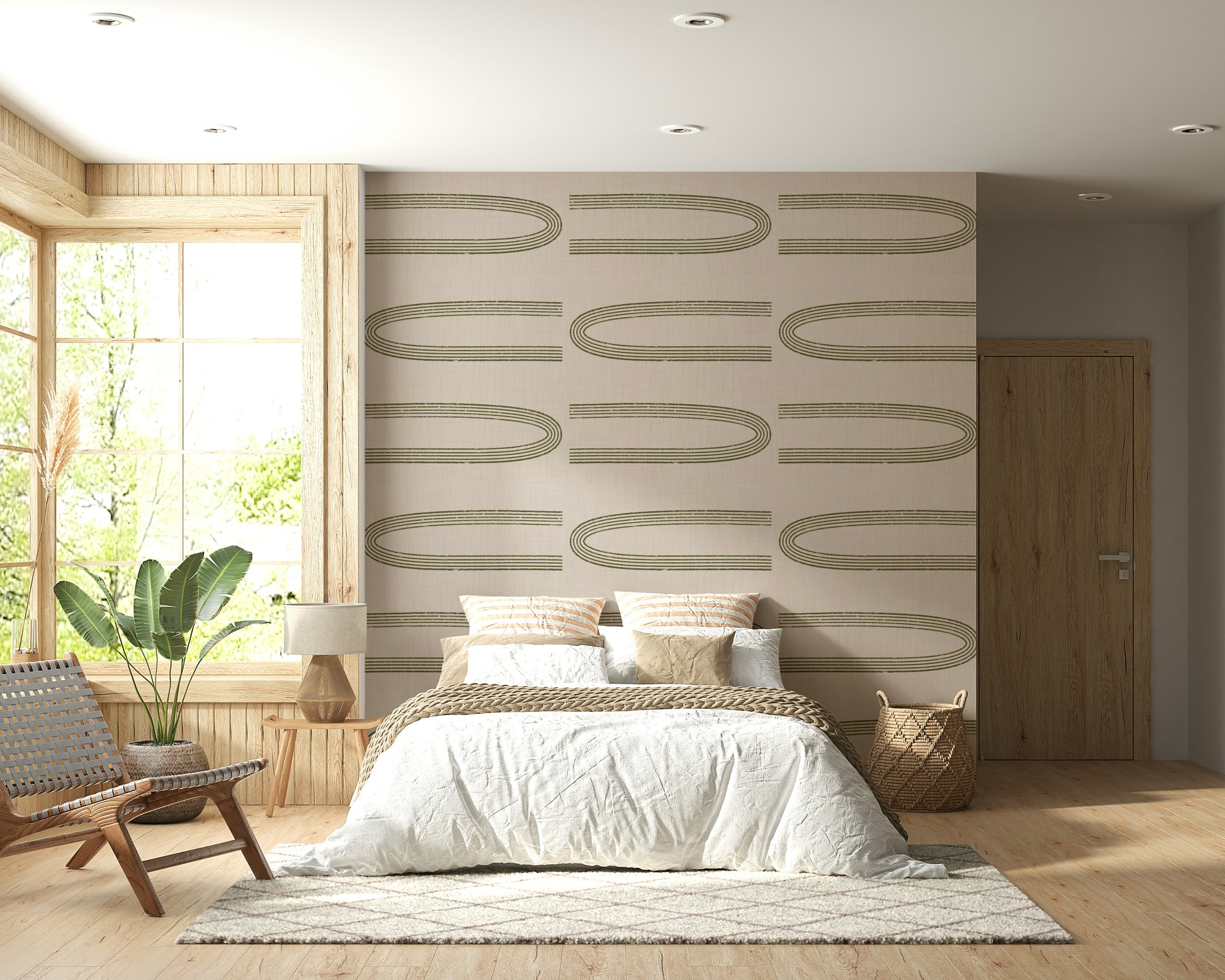 A beautiful modern art wall mural for a living room.