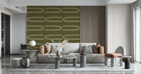 A calming abstract design wallpaper mural that defines a space.