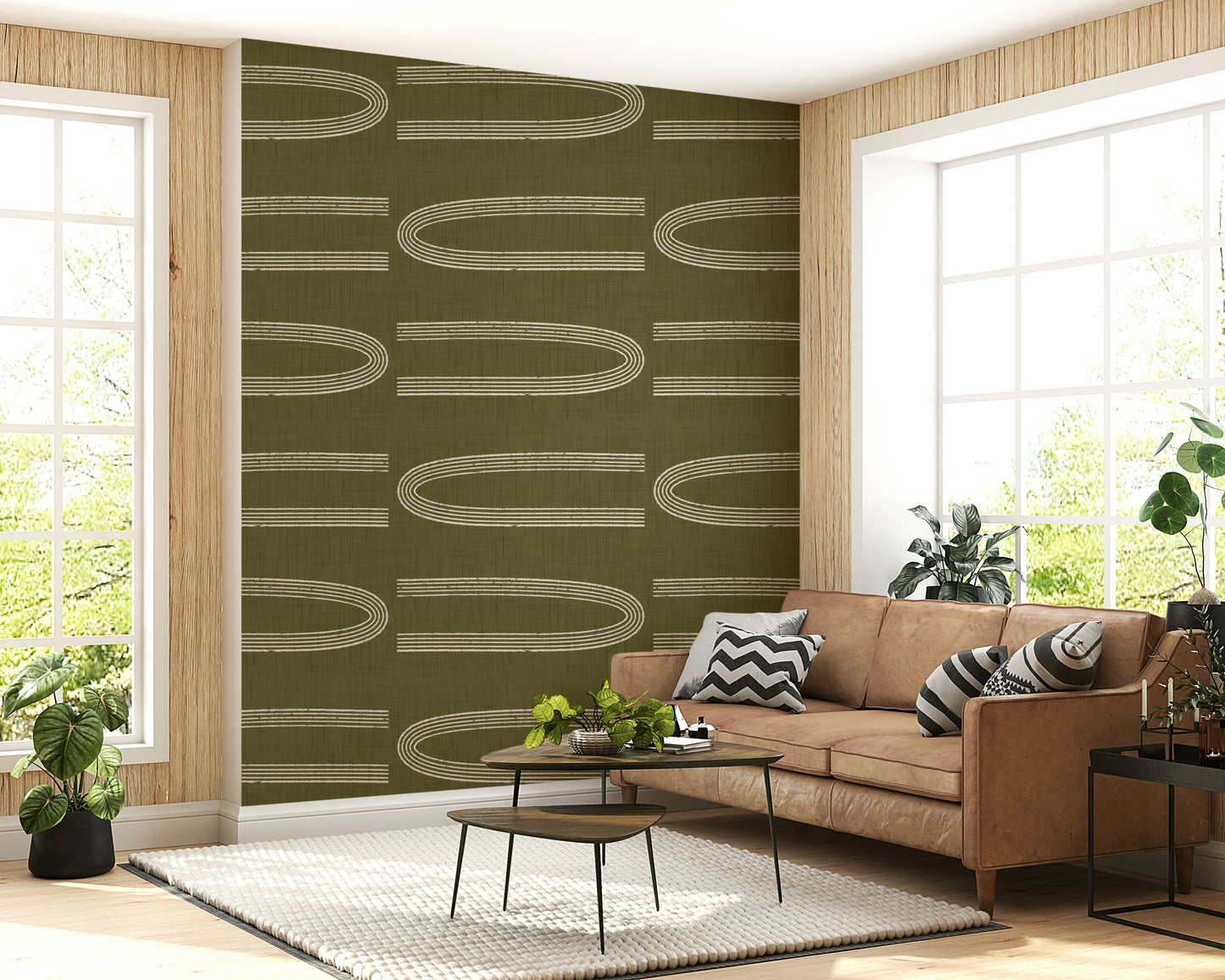 A beautiful modern art wall mural of delicate lines.