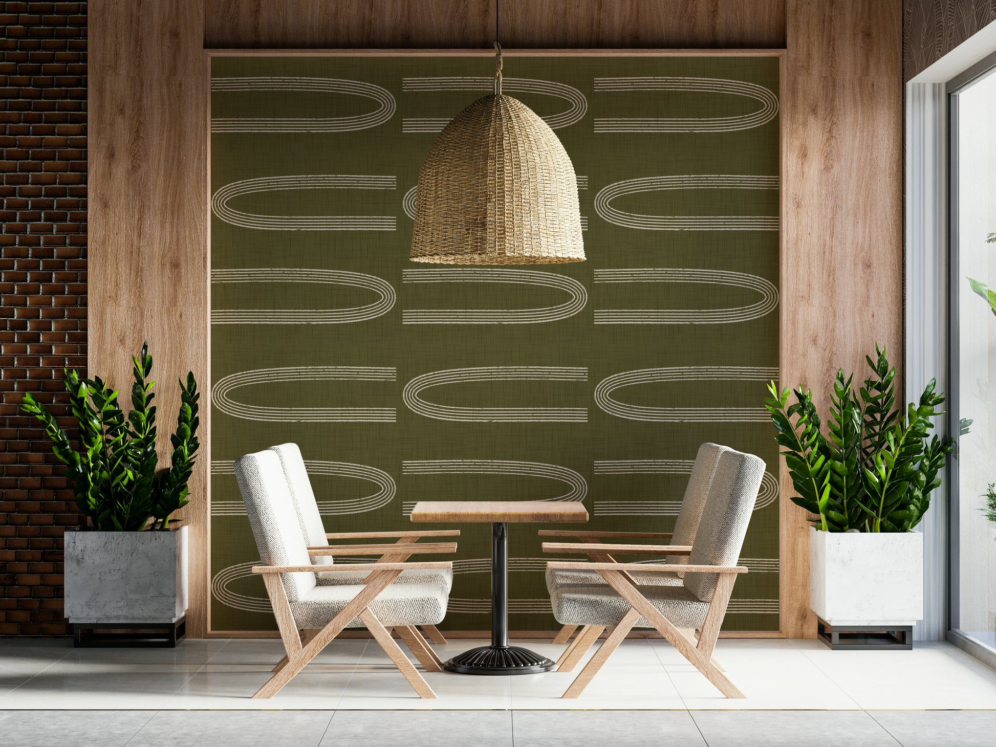 An artistic minimalist form mural for home decor.