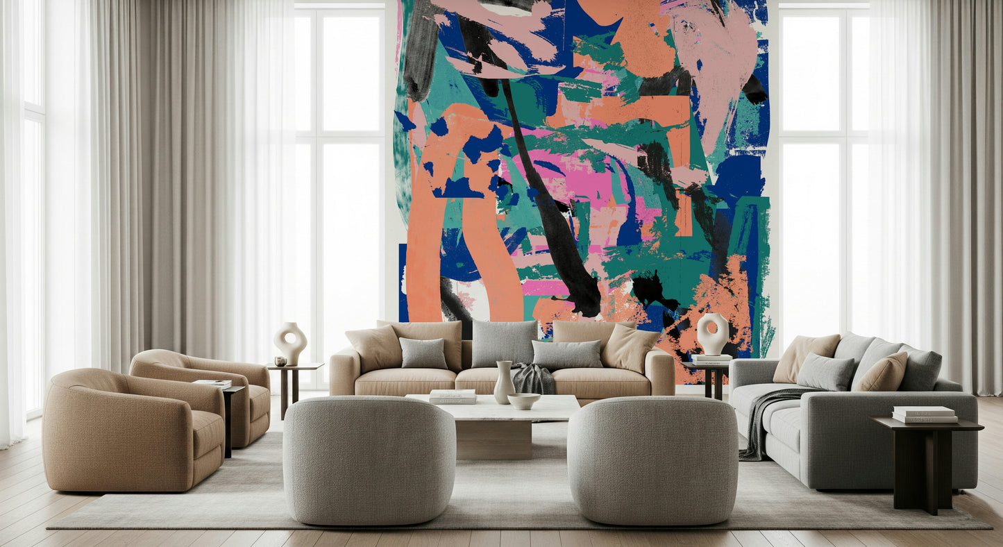A beautiful abstract ink splash wallpaper mural for a modern home.