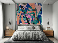 A graceful subtle pattern wall mural in cool, bold tones.