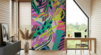 A serene abstract flower wall mural for vibrant decor.