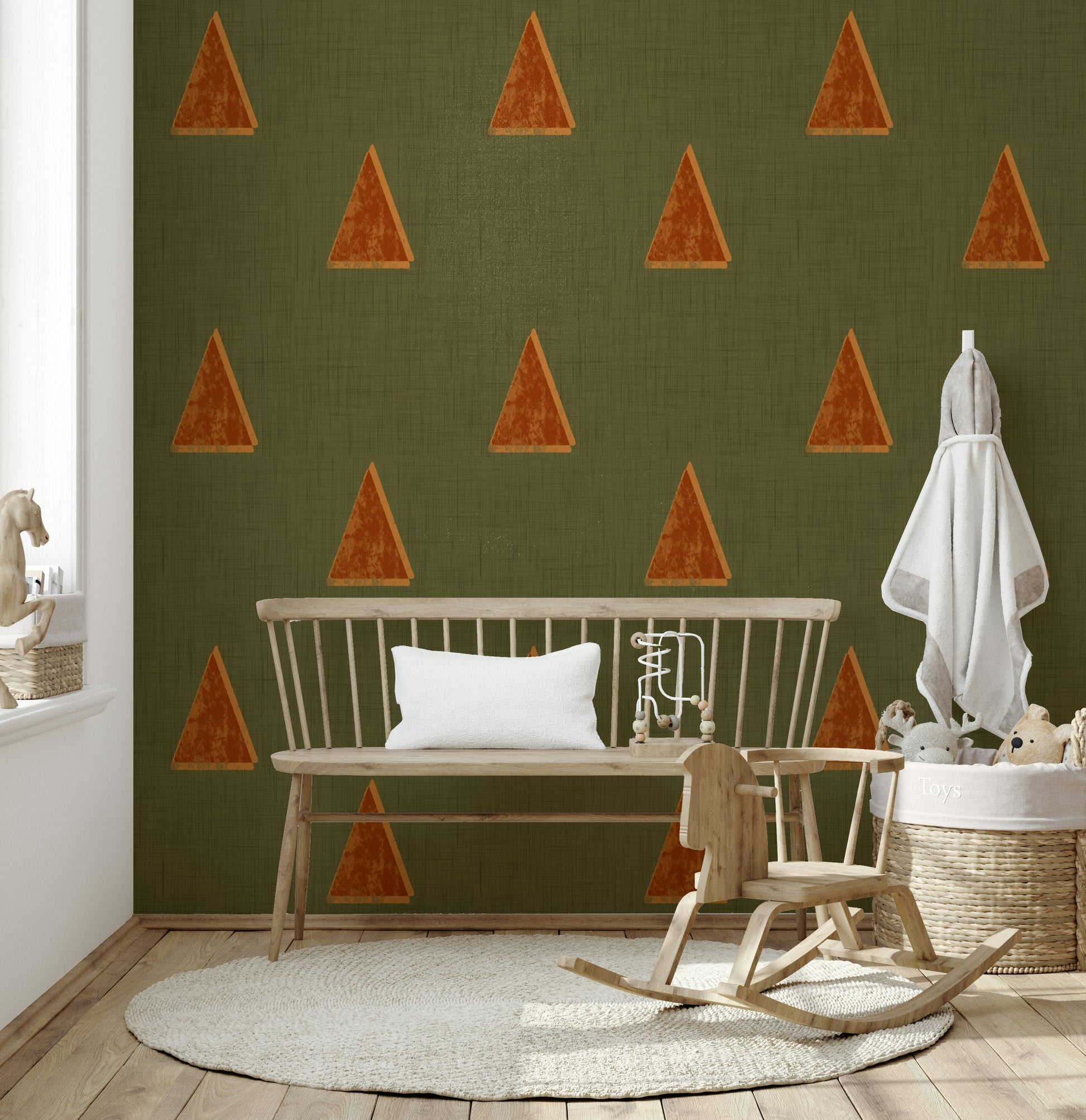 A contemplative minimalist forest wallpaper mural for a feature wall.