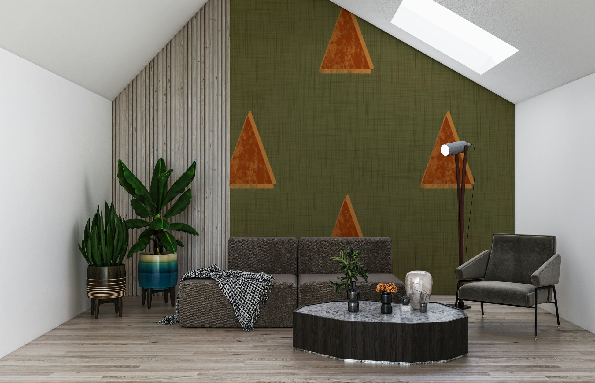 A classic mid-century wallpaper for walls with a modern feel.