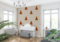 A beautiful modern art wall mural of stylized trees.