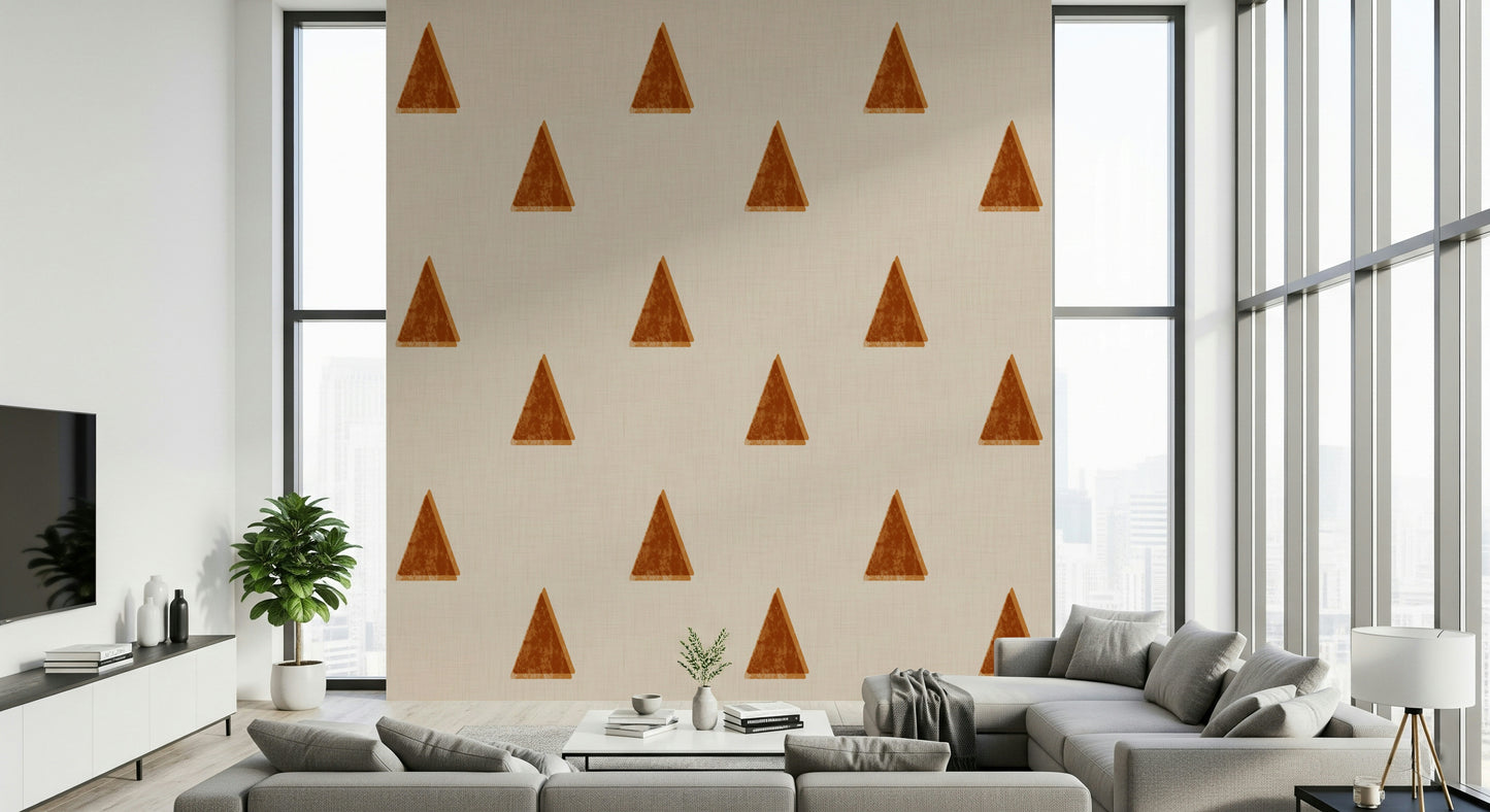 A serene mid-century modern grove wall mural for minimalist decor.