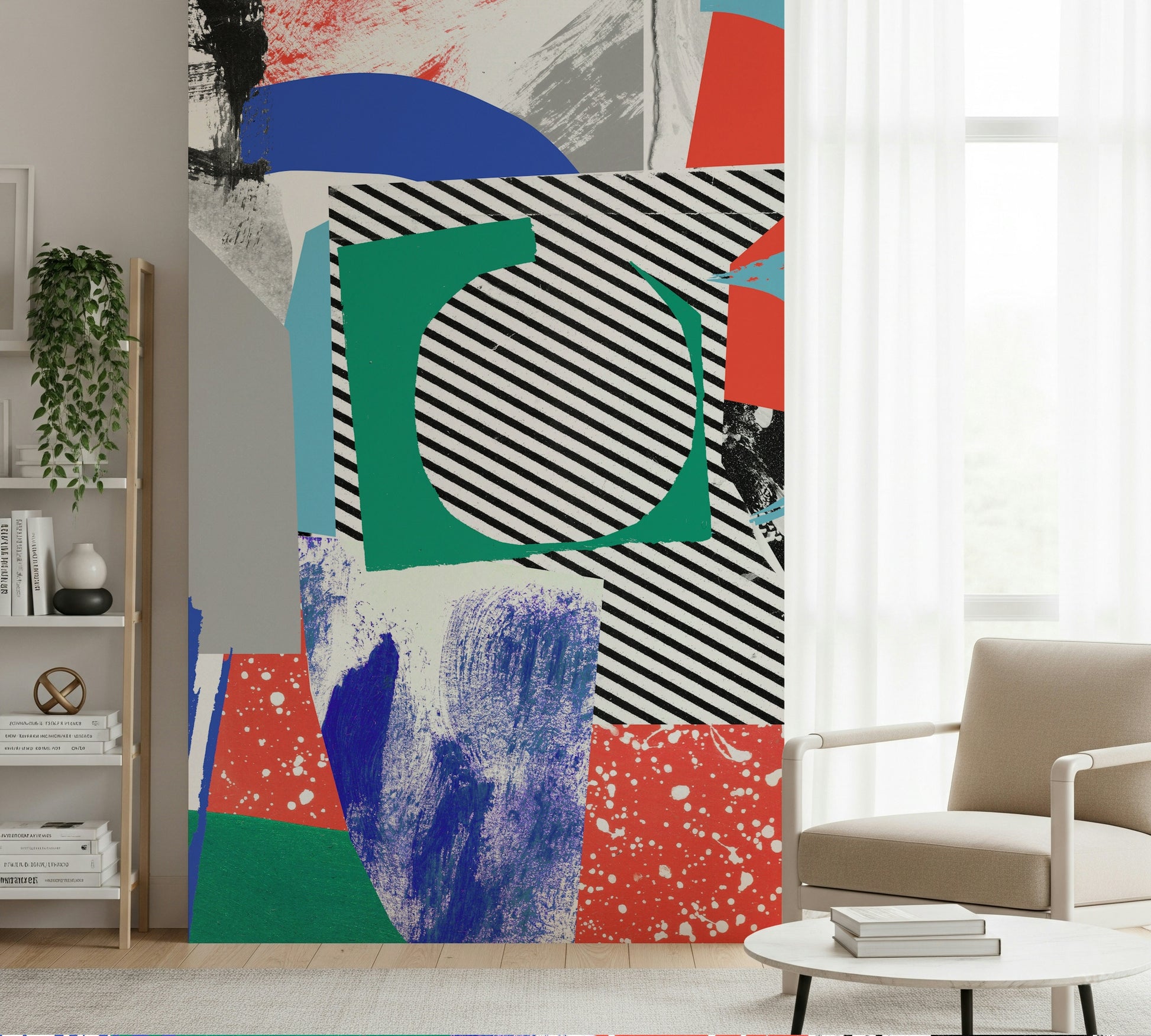 A contemplative subtle vertical wallpaper mural for a feature wall.