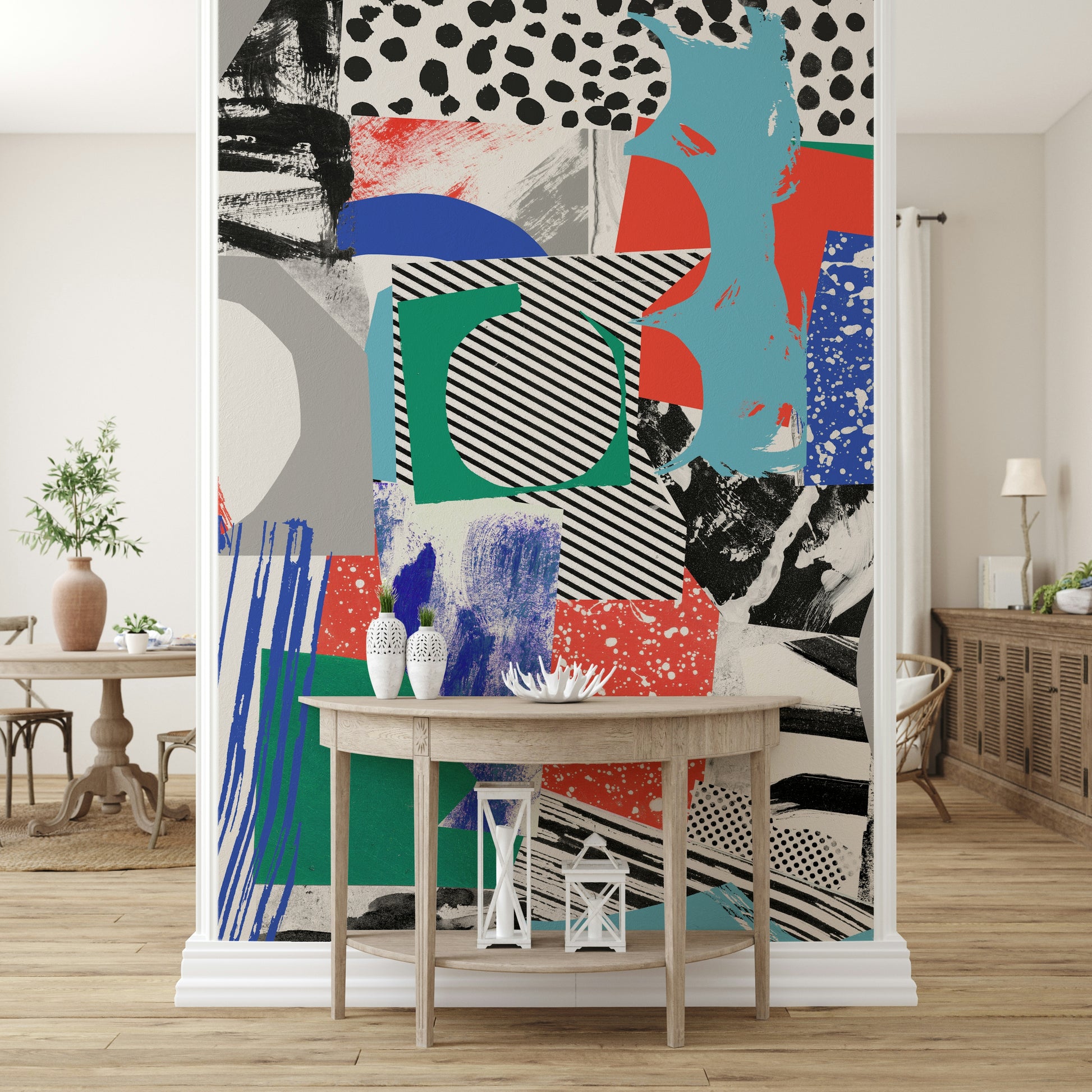 A beautiful abstract art wallpaper mural with an upward flowing design.