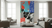 A calming abstract design wallpaper mural that defines a space.