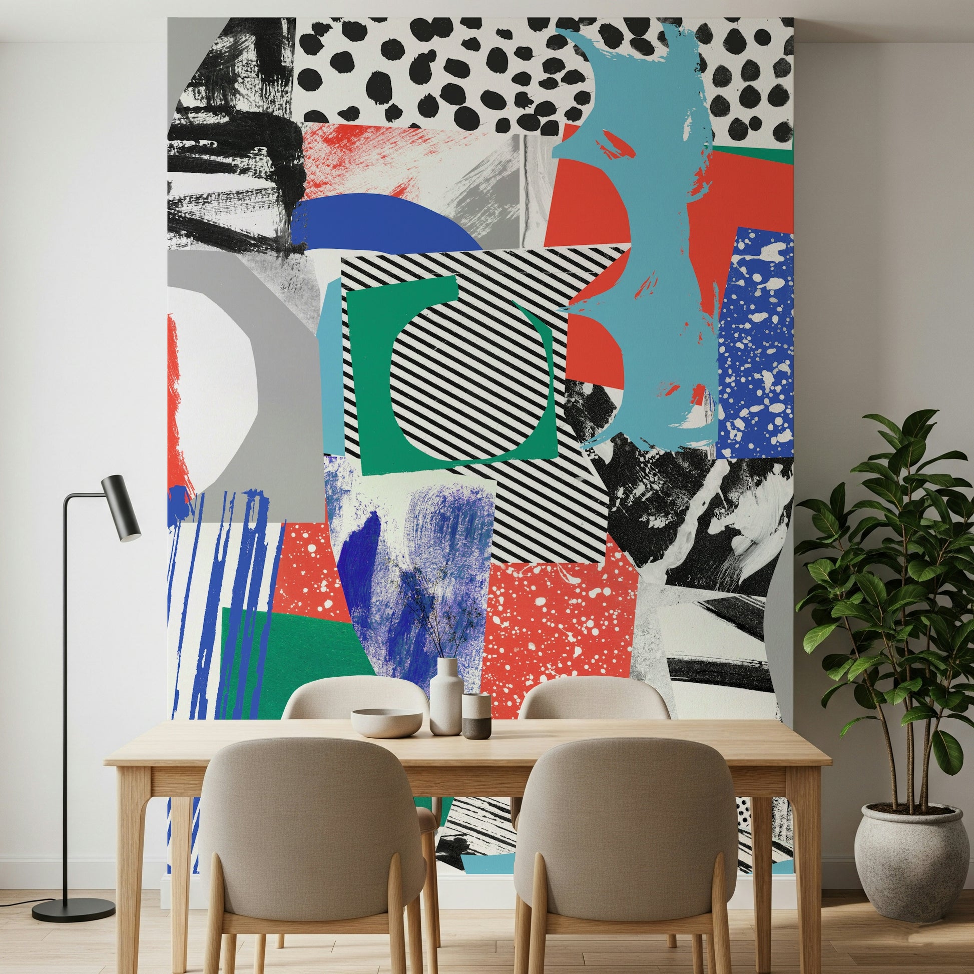 A serene elevated pattern wall mural for your decor.