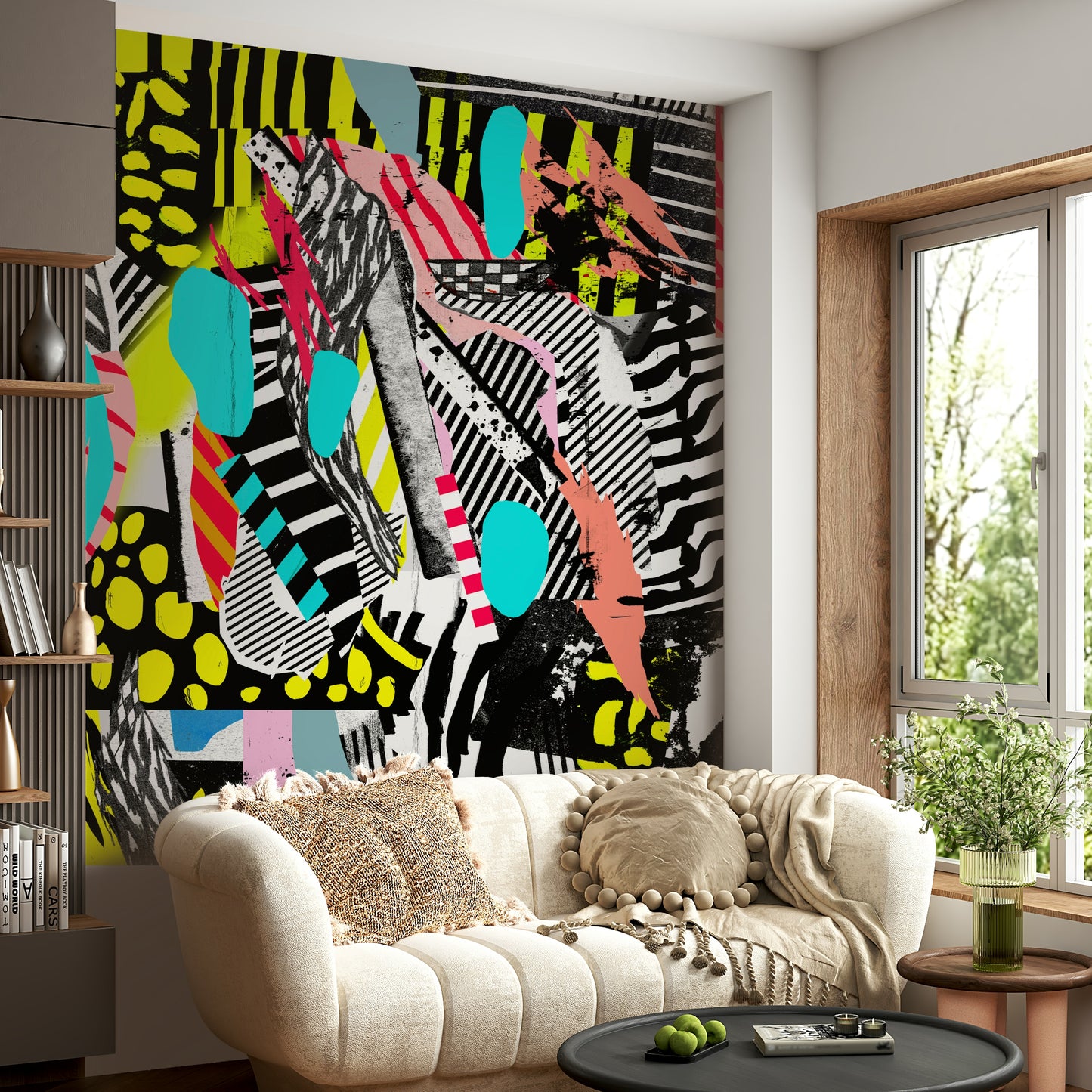 A contemplative gentle design wallpaper mural for a feature wall.