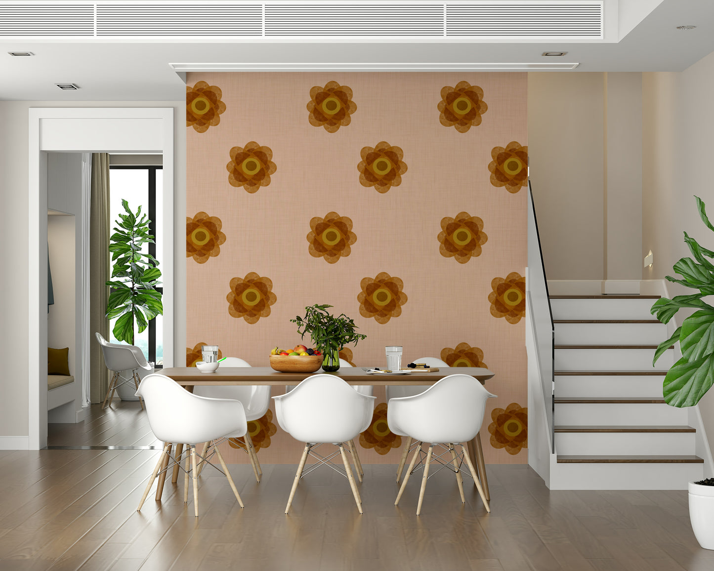 Japandi Bloom - Blush Petal Minimal Orange Floral Wallpaper⁠