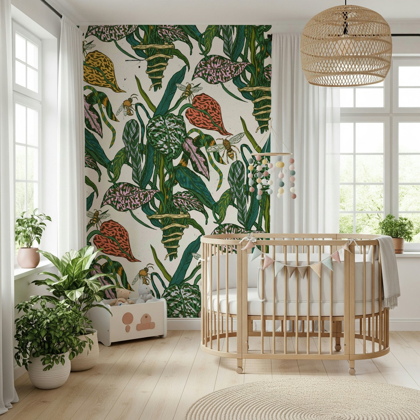 Botanical Bees Wall Mural