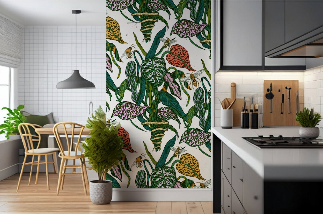 Botanical Bees Wall Mural