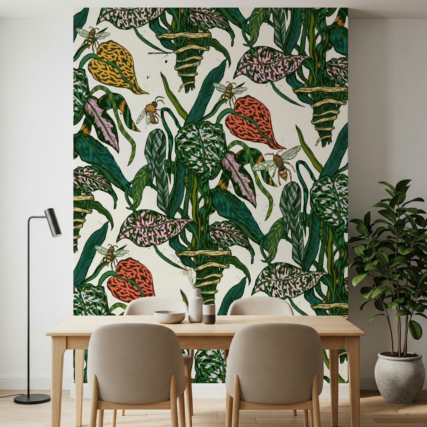 Botanical Bees Wall Mural