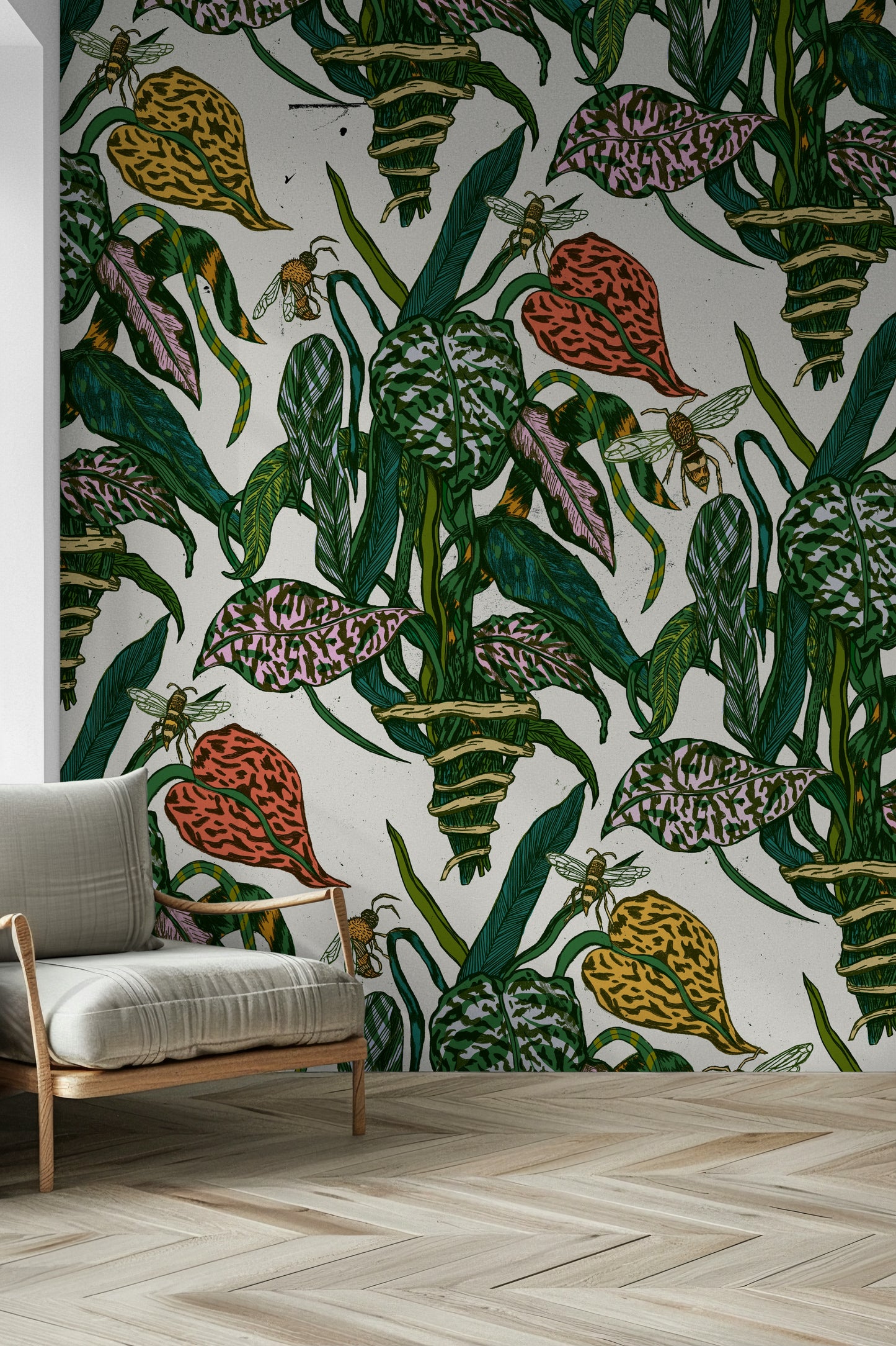 Botanical Bees Wall Mural