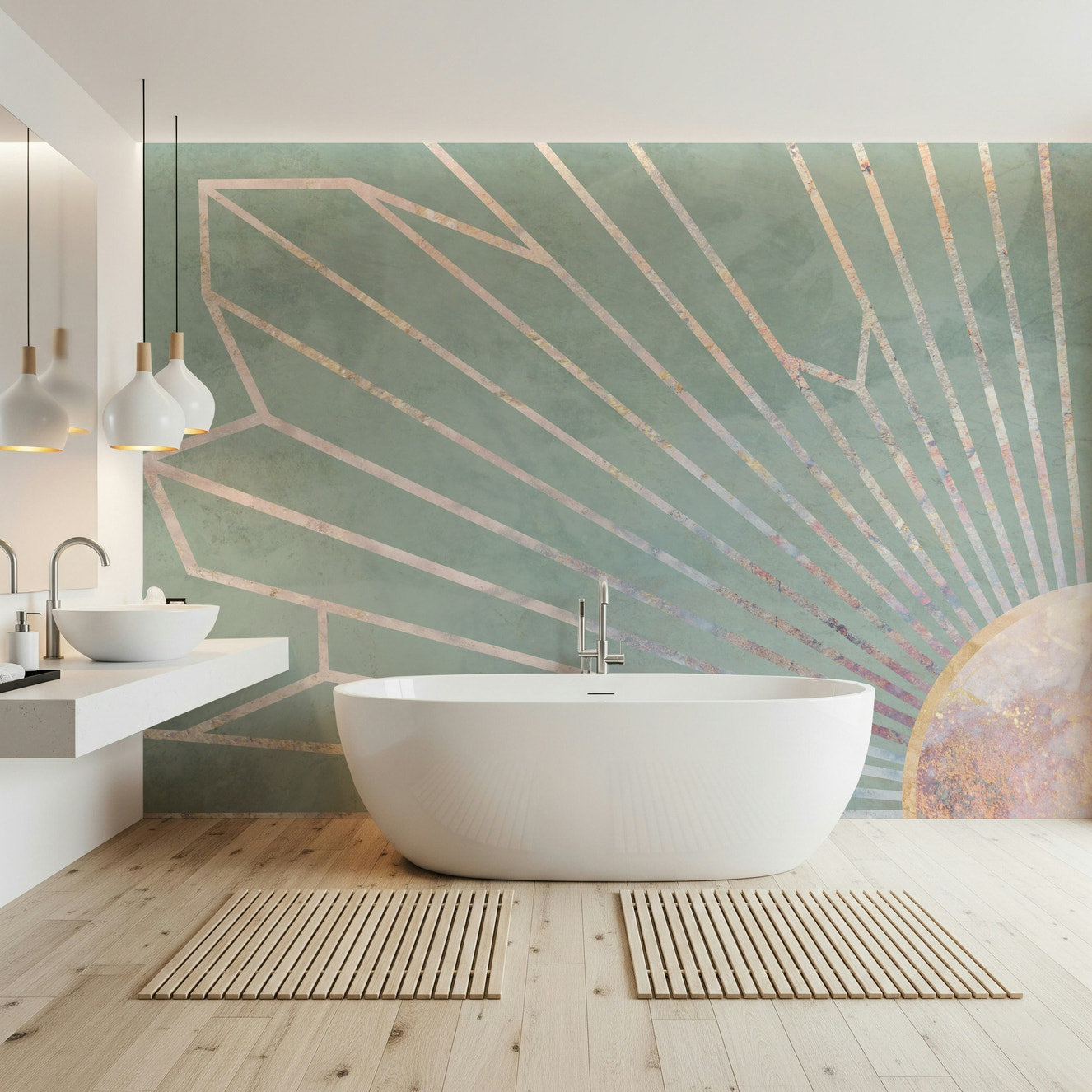 Soft Geo Sunrise Wall Mural -2464593